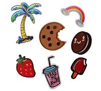 Fuhjythy 7 Pcs 4 Styles Embroidery Sew Iron On Patch Badge DIY Bag Clothes Polyester Applique