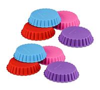 Fuhjythy 8 Pcs Silicone Cake Pans, Non-Stick Round Pie Moulds, Round Fluted Flan Baking Molds for Muffin, Quiche, Pie (4 Inches)