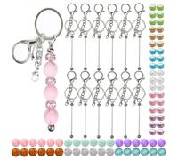 Fuhjythy 84Pcs Beadable Keychains Set,Keychains Bulk for Keychain Making Accessories with Silicone Beads Spacer Beads