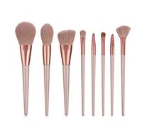 Fuhjythy 8Pcs Horse Hair Makeup Brushes Tool Set Cosmetic Powder Eye Shadow Foundation Blush Blending Beauty Make Up Brush Brown