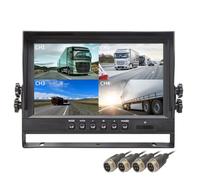 Fuhjythy 9" LCD Car Monitor 4 Channels 4CH Quad Split Screen Display for Car Truck Reversing Camera