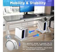 Fuhjythy Adjustable Computer Stand PC Tower Stand with 4 Caster Wheels Fits Most PC, Under Desk Holder