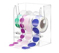 Fuhjythy Adjustable Label Dispenser Acrylic Sticker Roll Dispenser Sticker Roll Holder Clear Label Holders Sticker Holder 4 Disks