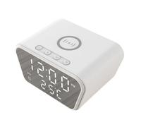 Fuhjythy Alarm Clock 15W Intelligent Wireless Charger Time Calendar Temperature Display LED Digital Clock White