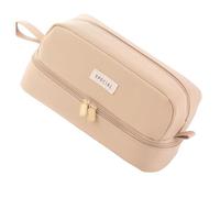 Fuhjythy Big Capacity Large Pencil Case Pen Pouch Bag with 2 Compartments for Teen School Students Adults Coffee