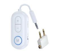 Fuhjythy Bluetooth 5.4 Audio Transmitter Receiver 3.5MM AUX Hifi Stereo Adapter with Mic for Car Airplane TV PC Speaker White