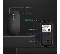 Fuhjythy BT5.1+2.4Ghz Wireless Mouse with Mouse Jiggler,Rechargeable 2.4G Mouse, Mouse Mover for USB-Enabled Computer Easy to Use Black