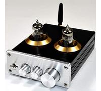 Fuhjythy Buffer HiFi 6J5 Bluetooth 4.2 Tube Preamp Amplifier Stereo Preamplifier with Treble Bass Tone Ajustment(Silver)