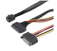 Fuhjythy Built-in 12G Mini SAS HD to U.2 36P SFF-8643 to SAS U.2 SFF-8639 Cable with 15Pin SATA Power Supply,Suitable for U.2 SSD