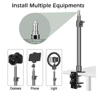 Fuhjythy C Tripod Clamp Desk Mount Light Stand Black Aluminum Alloy Table Fixture Adjustable Camera Tabletop Bracket Stand