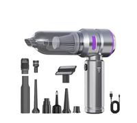 Fuhjythy Car Vacuum Cleaner Portable High Power Handheld Brushless Motor Cleaning Machine Air Duster for Home Appliance Silver