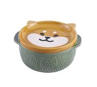 Fuhjythy Cartoon Japanese Ceramic Cat Dog Noodle Bowls with Lids Cute Animal Soup Salad Fruit Bowl Kitchen Tableware A