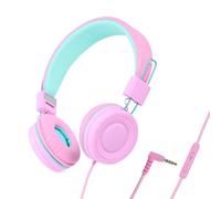 Fuhjythy Children'S Headphones Headset Wired Colorful Laptop Tablet Phone for Learning Online Class Headphones Easy Install,Pink