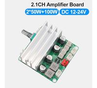 Fuhjythy Digital Audio Power Amplifier Board 2.1 Channel 2X50W&100W 12V-24V Home Theater DIY Amplifier Module with Bass AndTreble