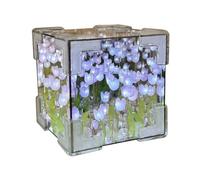 Fuhjythy DIY Tulips Mirror Cube Night Light Room Lamp Decor Ornament Handmade Material Package Desk Decoration C
