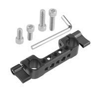 Fuhjythy Dual 15mm Rod Clamp Railblock with 1/4 Screw Holes for DSLR Camera Rod Shoulder Support for Follow Focus, A