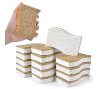 Fuhjythy Eco-Friendly Natural Sponges for Dishes 15 Pack - Biodegradable Kitchen Sponge with Compostable Coconut Scrubber