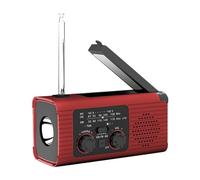 Fuhjythy Emergency Weather Radio, 2000MAh Weather Alert Radio Solar Charging, Hand Crank & USB, AM/FM Radio Red