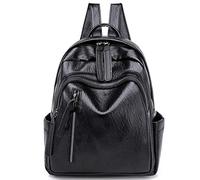 Fuhjythy Fashion Ladies Backpack Pu Leather Backpack Shoulder Bag Ladies Backpack Women Backpack Female Black