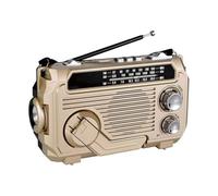 Fuhjythy FM AM SW Radio Solar Charging Emergency Radios Receiver Hand Crank Bluetooth 5.2 Support TF USB Gold