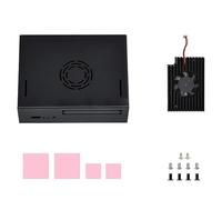 Fuhjythy For VisionFive2 Special Metal Shell with Cooling Fan Mini Host Computer Shell IP30 Protection Level Multiple Interfaces Black