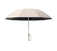 Fuhjythy Fully Automatic Reverse Folding Umbrella with Windproof Reflective Stripe UV Umbrellas for Carabiner Handle Travel,A