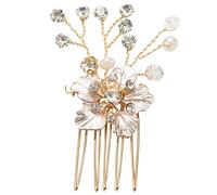 Fuhjythy Hair Jewelry Gold Women Crystal Comb Bride Hair Accessories Handmade Wedding Flower Hair Comb Headdress