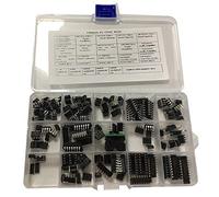 Fuhjythy IC Chip Assortment 150Pcs,Opamp,Oscillator,Pwm,PC817,NE555,LM358,LM324, JRC4558,LM393,LM339,NE5532 Incl. Sockets