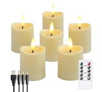 Fuhjythy LED Candles, Flickering Flameless Candles,Rechargeable Candle, Real Wax Candles with Remote Control, Milky White