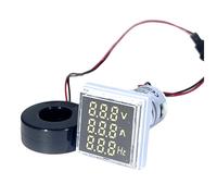 Fuhjythy LED Digital Voltmeter Ammeter Hertz Meter AC6-500V Signal Lights Voltage Current Frequency Meter Indicator Tester White
