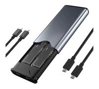 Fuhjythy M.2 SATA NVME Dual Protocol SSD Enclosure Dual Bay SATA&NVME SSD Case 10Gbps USB Type C SSD Case M.2 Hard Disk Box