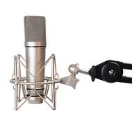 Fuhjythy Microphone Shock Mount Adjustable Mount Recording Mic Stand Metal Bracket Pod Microphone Stand (Champagne Gold)