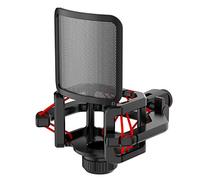 Fuhjythy Microphone Shock Mount with Microphone Filter Windscreen Reduce Noise Anti Vibration Screen Stable Easy Install,Red