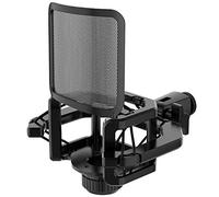 Fuhjythy Microphone Shock Mount with Microphone Filter Windscreen Reduce Noise Anti Vibration Screen Stable Easy Install,Black