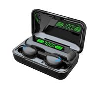 Fuhjythy Mini Ear Buds Mic In-Ear Wireless Earphones IPX7 Waterproof Led Display Wireless Earbuds for Cycling Running Black