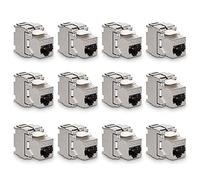 Fuhjythy Module Jacks - 12 Piece CAT6A Shielded Jack RJ45 Cat 6A Ethernet Module 10 Gbit with Metal Housing