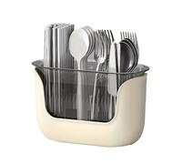 Fuhjythy Multifunctional Kitchen Cutlery Holder with Drain Storage, 3-Compartment Flatware Organizer, Home Kitchen Accessories A