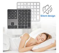 Fuhjythy Numeric Keypad Numpad 2.4Ghz Wireless Bluetooth Numeric Keypad USB C Rechargeable Numpad Gray
