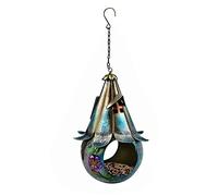 Fuhjythy Outdoor Hanging Bird House Iron Art Wild Bird Feeder for Backyard Wild Bird House Garden Decor
