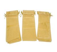 Fuhjythy Packaging Organza Wine Bag, Transparent Mesh Bottle Gift Bag, Wine Cover with Christmas Drawstring Dress (Gold,30Pcs)