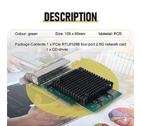 Fuhjythy PCIE X4 2.5G Gigabit Network Card RTL8125B 4 Port Ethernet Network Card Desktop Server Network Card