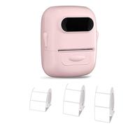 Fuhjythy Portable Label Printer Thermal Printer Inkless Adhesive Name Sticker Labeling Machine Similar with 3Roll Paper Pink