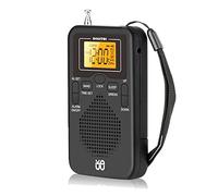 Fuhjythy Portable Radio Mini AM FM Weather Radio Pocket Radio LCD Screen Digital Alarm Clock Radio Player