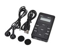 Fuhjythy Portable Radio Mini Pocket FM Stereo Receiver LCD Built-in Battery Earphone Support Calendar