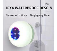 Fuhjythy Portable Waterproof Bluetooth Shower Speaker with Suction Cup and LED Lights 3D Surround Stereo Subwoofer