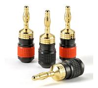 Fuhjythy Premium Plated Quick Connect Banana Plugs: Safety Speaker Connector, with Base for Maximum Signal Transfer