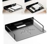 Fuhjythy Projector Shelf, Floating Entertainment Center Shelves, Metal Router Rack, Shelf Under Tv Wall Mount