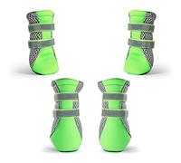 Fuhjythy Puppy Dog Boots Daily Soft Sole Dog Shoes Nonslip Mesh Dogs paws Protector with 2 Long and Safe Reflective Straps L green