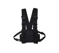 Fuhjythy Radio Walkie Talkie 3 Pocket Chest Pack Bag Harness with Zipper for Front Pack Vest Pouch Carry Case
