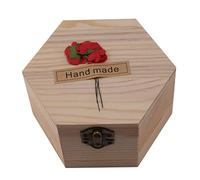 Fuhjythy Rainbow Multi-Colored Rose Flower Soap Wooden Hexangular Shape Box Valentine's Day Gift, Pink